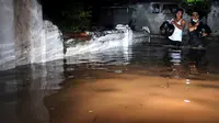 Banjir kembali merendam ratusan rumah di dua desa Kecamatan Kalipucang, kabupaten Pangandaran Jawa Barat.