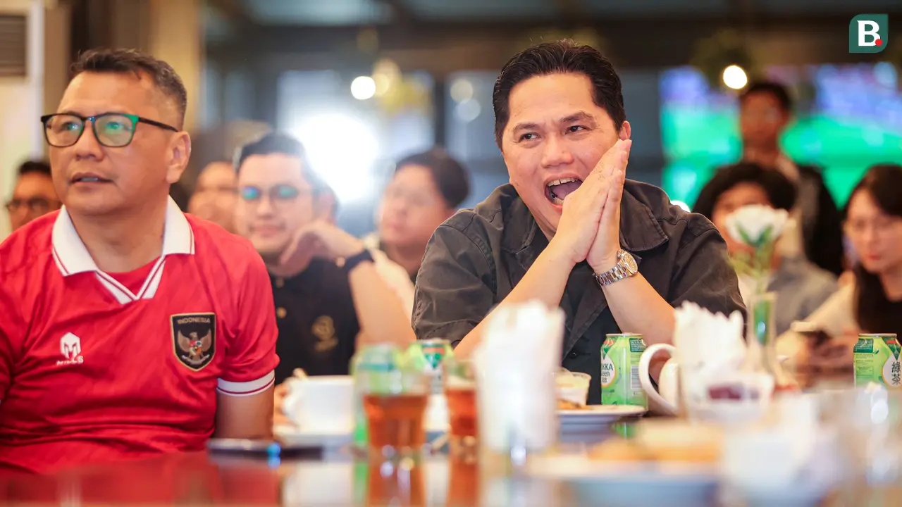 Foto: Ragam Ekspresi Ketua Umum PSSI Erick Thohir saat Nobar Timnas Indonesia Vs Irak di Piala Asia 2023