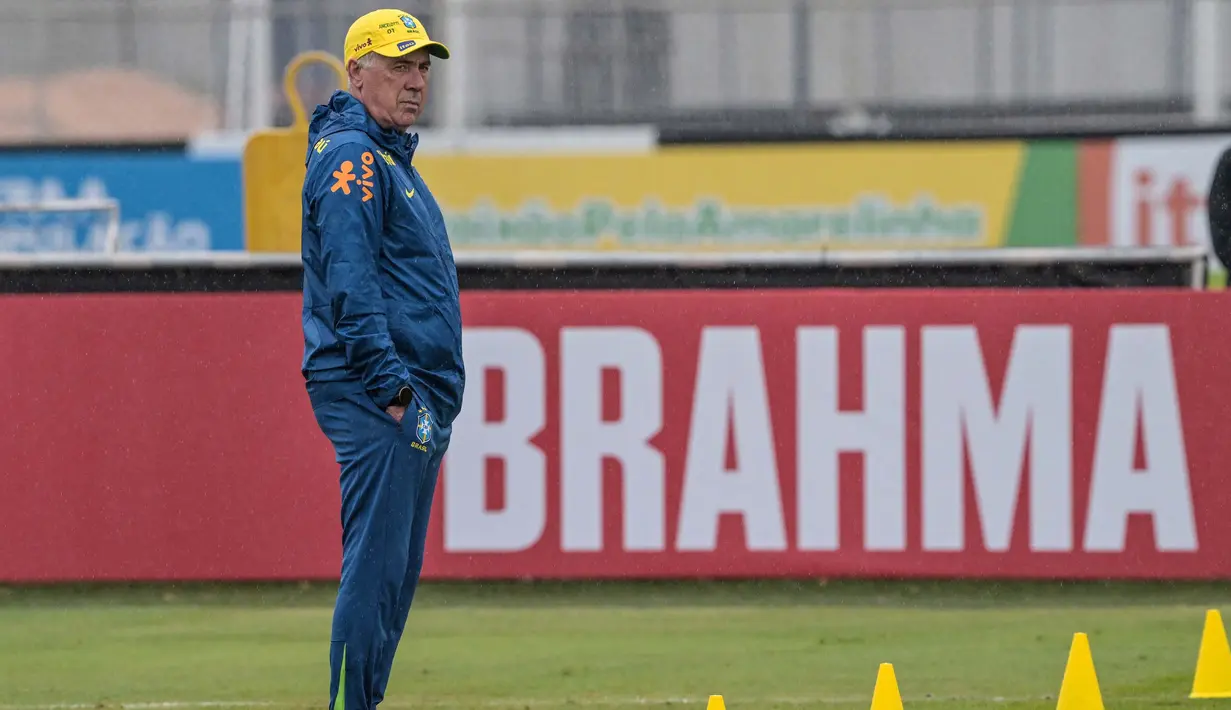 Di bawah asuhan Carlo Ancelotti, timnas Brasil bertekad untuk meraih gelar juara di Piala Dunia 2026. (Nelson ALMEIDA/AFP)