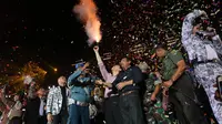 Ahok merayakan pergantian tahun bari di Ancol (Herman Zakaria/Liputan6.com)