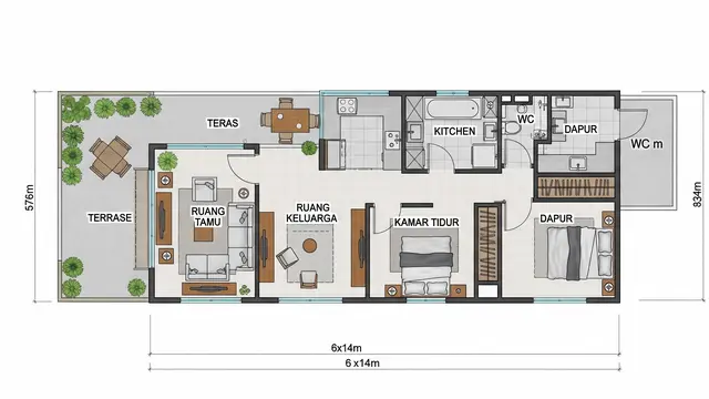 4 Contoh Rumah Rp90 Juta Model Memanjang ke Belakang, Inspirasi Desain di Lahan Sempit