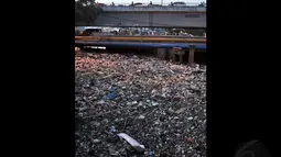 Tumpukan sampah memenuhi kali Roxy, Jakarta, (9/8/2014). Badan Pengendalian Lingkungan Hidup Daerah (BPLHD) DKI Jakarta menyatakan, 13 sungai yang mengalir di Jakarta mengalami tingkat pencemaran berat. (Liputan6.com/Johan Tallo)