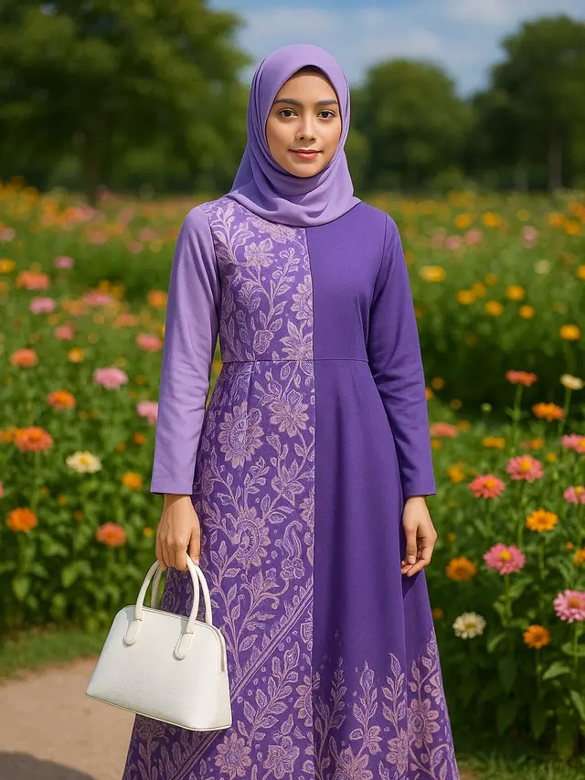 Inspirasi Gamis Batik Warna Pastel