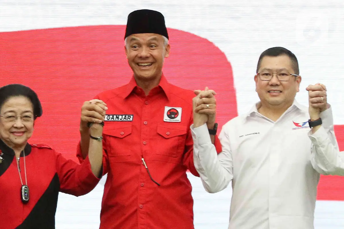 Megawati Soekarnoputri,  Hary Tanoesoedibjo dan Ganjar Pranowo