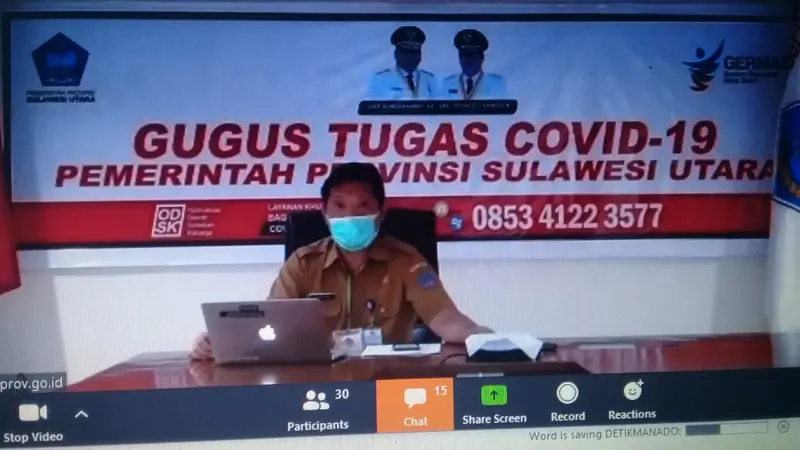 Jubir Gugus Tugas Covid-19 Provinsi Sulut dr Steaven Dandel saat jumpa pers, Senin (04/05/2020).