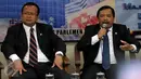 Anggota Komisi IV Andi Akmal Pasludin (kanan) memberikan keterangan pers terkait kebakaran hutan, Kompleks Parlemen, Jakarta, Rabu (7/10/2015). Komisi IV DPR mendesak Presiden untuk segera menuntaskan permasalahan kabut asap. (Liputan6.com/Johan Tallo)
