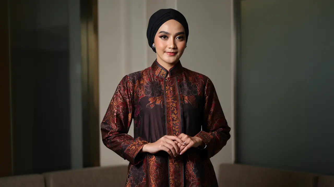 Atasan Batik Silk dengan Rok Panjang (Foto: Reve Art AI)