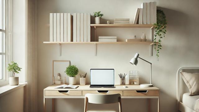 Meja Belajar Minimalis dengan Ambalan (Foto: Rizka Nur Laily via ChatGPT)