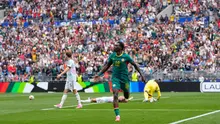 Pemain Senegal Ismaila Sarr (18) berselebrasi setelah mencetak gol kedua dalam laga babak 32 besar Piala Dunia 2026 antara Belgia vs Senegal di Seattle, Rabu, 1 Juli 2026. (AP Photo/Lindsey Wasson)
