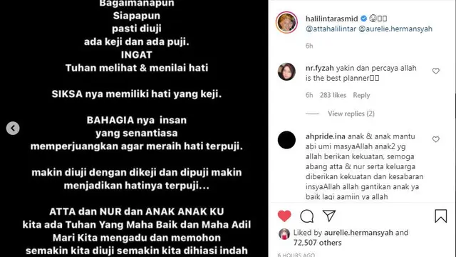 Ayah Atta Halilintar tulis kalimat menyentuh setelah mengetahui Aurel Hermansyah keguguran