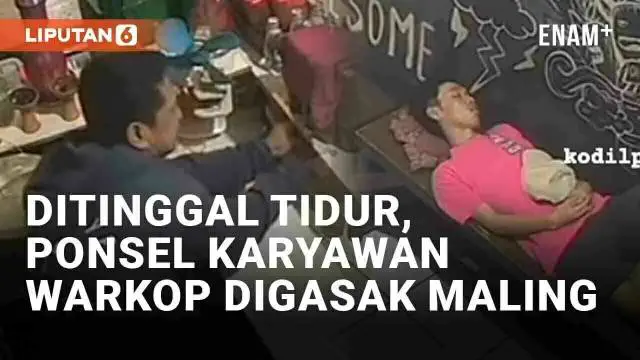 Kelelahan saat bekerja kerap kali membuat seseorang hilang konsentrasi hingga tertidur. Namun nasib apes menimpa karyawan warung kopi di Pondok Gede, Lubang Buaya, Jakarta Timur ini saat tertidur. Seorang maling mencuri ponsel karyawan warkop itu saa...