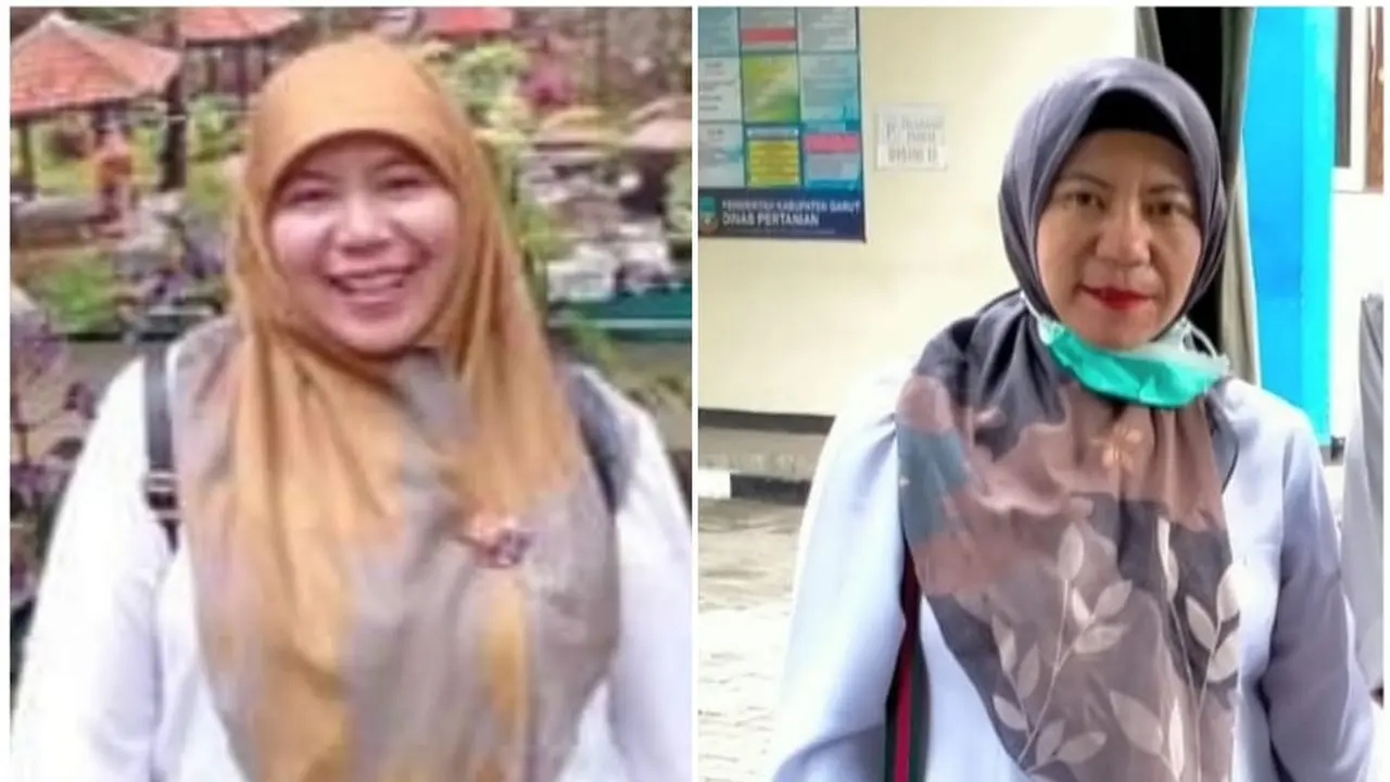 Salah seorang pasien menunjukan dampak signifikan penurunan tubuh dengan pola diet transformasi 90 hari di Garut, Jawa Barat.