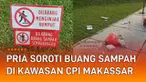 Aksi menyindir ditunjukkan oleh seorang pria yang sedang berkunjung di kawasan Center Point of Indonesia (CPI) Makassar