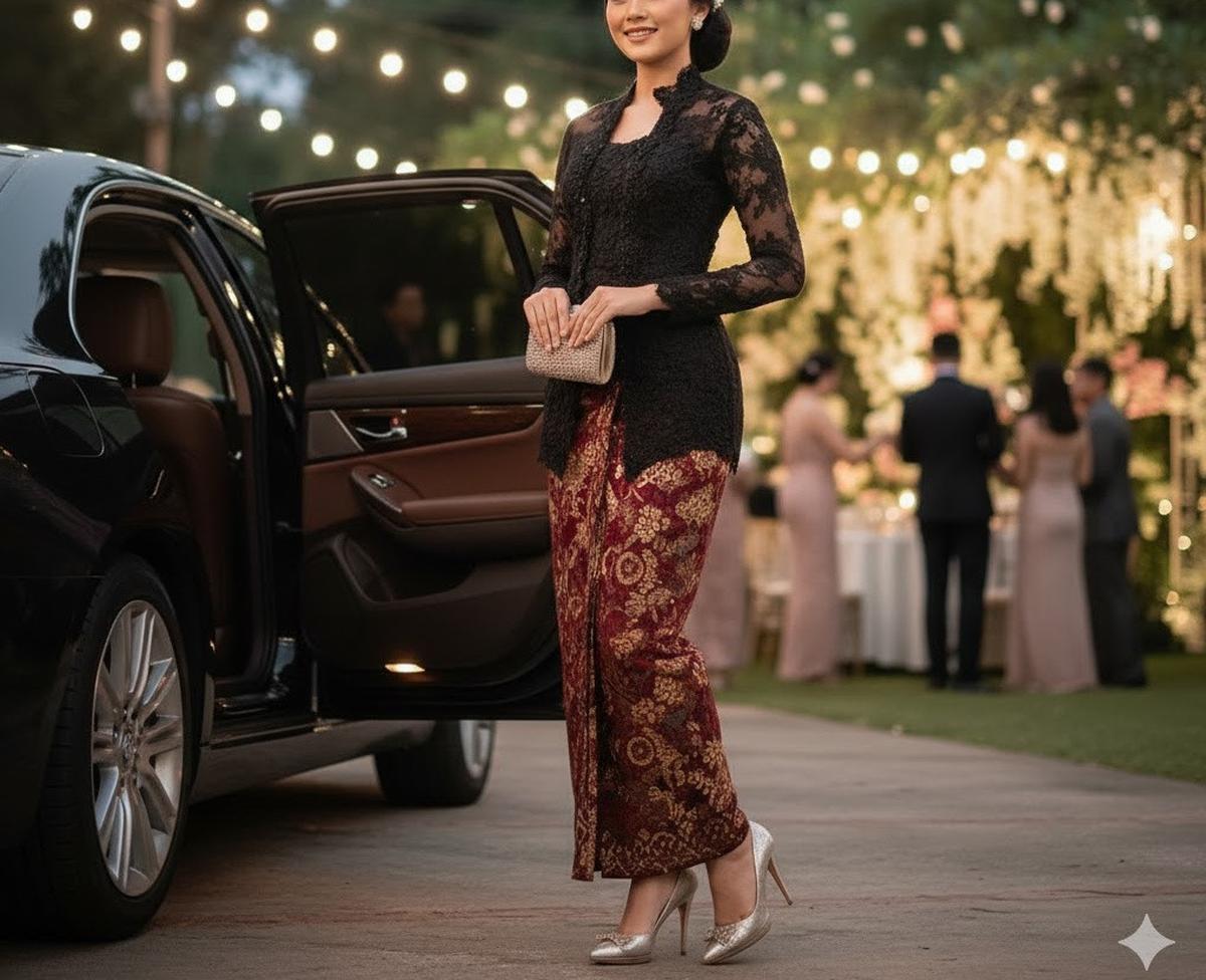 Ilustrasi Atasan Brokat Bawahan Batik