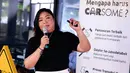 Marketing Manager Carsome Indonesia Maria Francisca memberikan pemaparan saat peluncuran kampanye Carsome #YakinGakMauIkutanMobilGoyang, di Jakarta, Selasa (30/4). Carsome merupakan platform daring jual mobil bekas dengan pelayanan Full Service Branch. (Liputan6.com/HO/Wahyu)