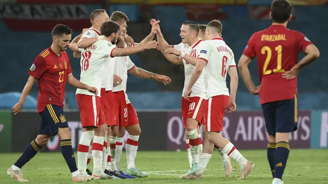 Foto Piala Eropa: Spanyol Bermain Imbang 1-1 dengan Polandia, Semua Tim di grup E Masih Berpeluang Lolos ke Babak 16 Besar Euro 2020