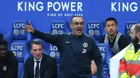 Manajer Chelsea, Maurizio Sarri, puas bisa mengantarkan timnya kembali ke Liga Champions musim depan setelah finis di peringkat ketiga klasemen akhir Premier League 2018-2019. (AFP/Daniel LEAL-OLIVAS)