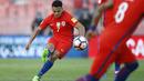 Alexis Sanchez  mengikuti jejeak rekannya Vidal dengan koleksi enam gol selama babak kualifikasi Piala Dunia 2018  zona CONMEBOL. Jumlah gol ini membuat Alexis Sanchez termasuk dalam lima besar top scorer CONMEBOL. (EPA/Mario Ruiz)