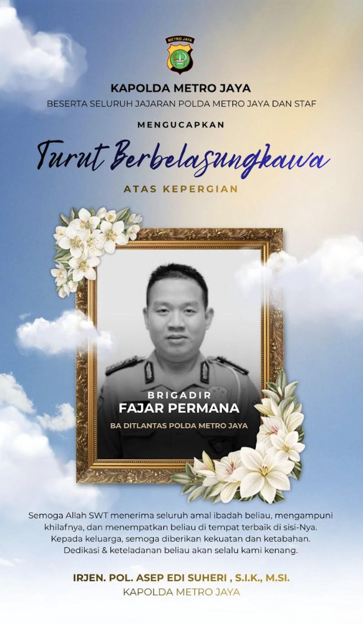 Kelelahan, Brigadir Fajar Permana Meninggal Usai Bertugas Kawal Arus Mudik 2026