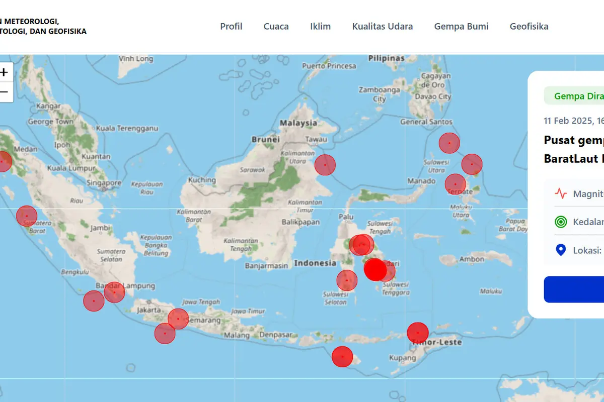 Gempa Hari Ini Selasa 11 Februari 2025 Guncang 3 Wilayah Indonesia, Mana Saja?