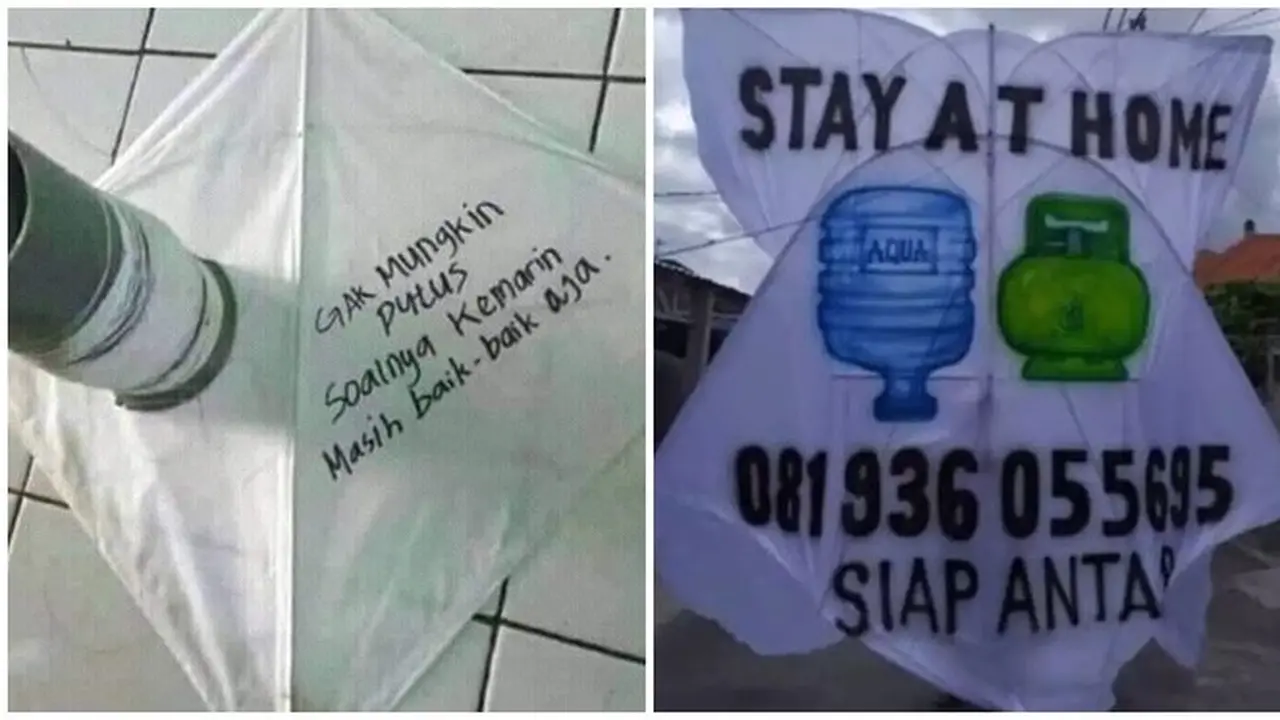 6 Tulisan Nyeleneh di Layang-Layang Ini Bikin Salah Fokus ketika Diterbangkan