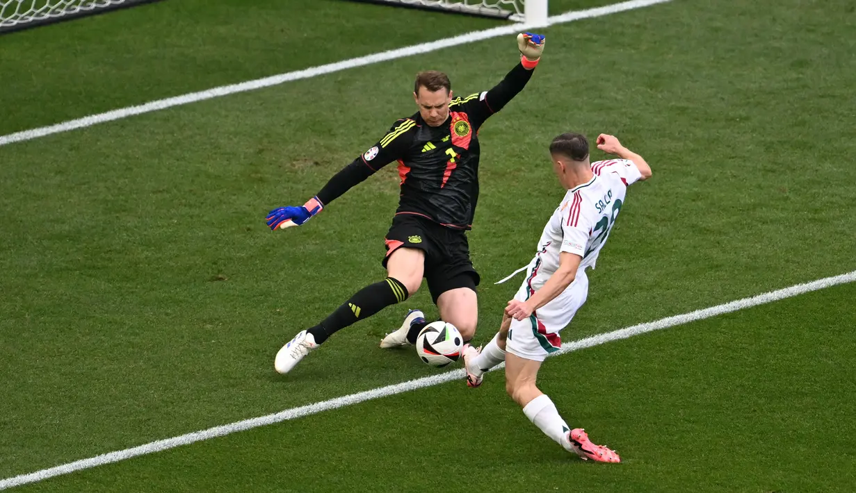 Berkat hasil ini, Timnas Jerman memastikan diri lolos ke babak 16 besar Euro 2024 dari grup A. (DAMIEN MEYER / AFP)