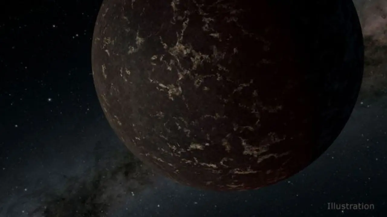 Ilustrasi planet ekstrasurya LHS 3844b, yang mungkin memiliki permukaan berbatu mirip dengan bulan Bumi. (NASA / JPL-Caltech / R. Hurt (IPAC))