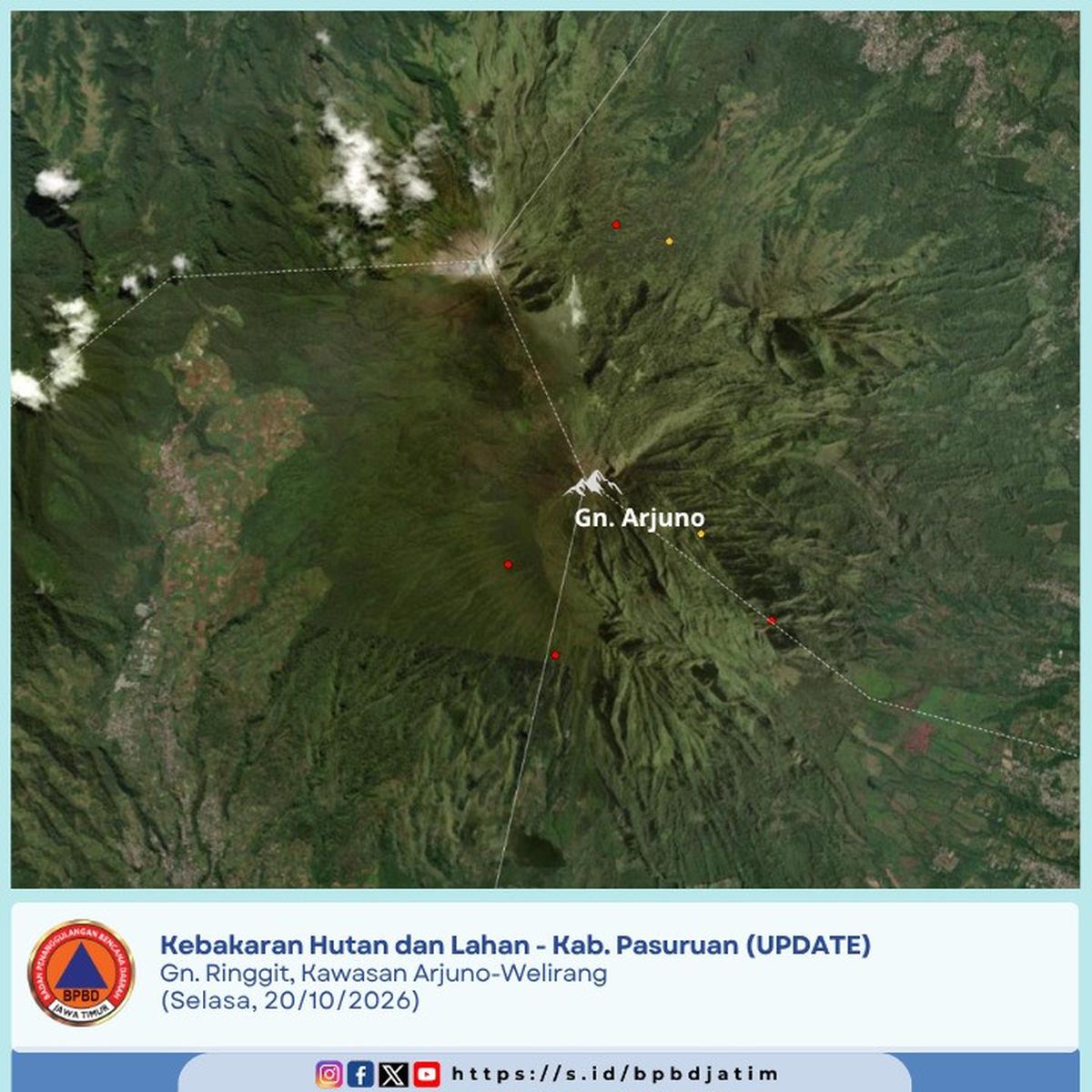 Kebakaran Hutan Arjuno-Welirang meluas.