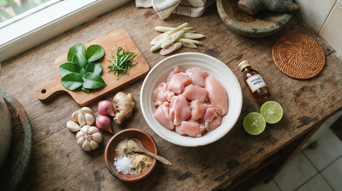 Bahan-Bahan Resep Ayam Kukus Daun Jeruk