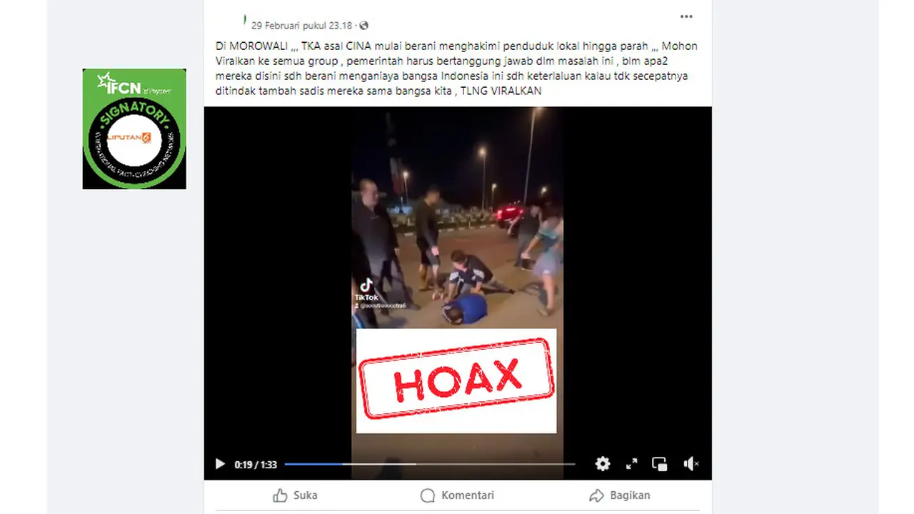 Tangkapan layar hoaks yang beredar di media sosial