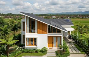 Desain Gambar Rumah Minimalis Atap Miring yang Sedang Tren di 2026/ Ilustrasi gambar oleh AI