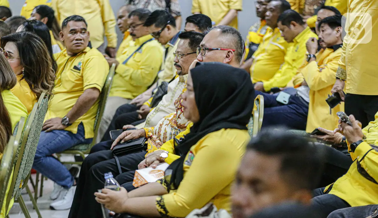 Suasana rapat pengarahan calon kepala daerah Partai Golkar se-Indonesia di Slipi, Jakarta Barat, Selasa (21/11/2023). (Liputan6.com/Faizal Fanani)