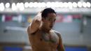 Gagarin Nathaniel perenang Indonesia meraih medali emas di nomor 200 meter pada Islamic Solidarity Games 2017, Senin (15/5/2017) di Baku, Azerbaijan (AFP/Marco Bertorello)