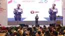 Presiden Jokowi memberi sambutan saat memperingati hari Antikorupsi Dunia, Jakarta, Senin (11/12). Jokowi mengutarakan keheranannya masih ada pejabat yang melakukan korupsi, padahal sudah banyak pejabat yang ditangkap KPK. (Liputan6.com/Angga Yuniar)