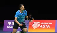 Jonatan Christie saat mentas di semifinal Badminton Asia Championships 2024. (PBSI)