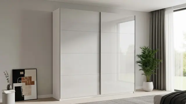 Model Lemari Pakaian Pintu Geser dari Papan