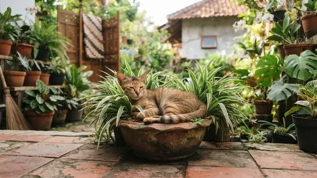 Tanaman hias yang aman untuk kucing dan bikin anabul betah di rumah jenis spider plant