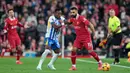 Kemenangan ini membawa Liverpool memimpin klasemen dengan 25 poin, unggul dua poin atas sang juara bertahan City. Sementara Brighton turun ke posisi ketujuh setelah kekalahan pertama mereka dalam empat laga terakhir di Premier League. (AP Photo/Jon Super)