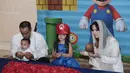 Sebagai kakak, Mikhayla Zalindra Bakrie juga turut mengenakan kostum ala Mario Bros. Tersiar kabar, Mikhayla juga memberikan kado spesial untuk adiknya, Mainaka Zannati Bakrie. (Nurwahyunan/Bintang.com)