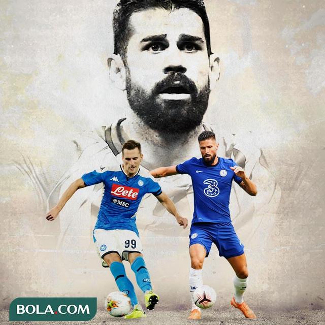 Ilustrasi - Diego Costa, Arkadiusz Milik, Olivier Giroud