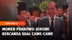 Presiden Prabowo Subianto menanyakan arti makna cawe-cawe kepada Presiden ke-7 RI, Joko Widodo. Pertanyaan itu dilontarkan Prabowo dalam perbincangan santai di saat menghadiri pesta pernikahan putra dari Politisi PAN, Hatta Rajasa.