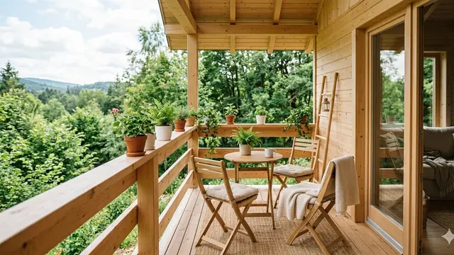Balkon Rumah dari Kayu (Foto: Gemini AI)