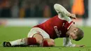 Pemain Arsenal, Jack Wilshere bereaksi di lapangan setelah gagal mencetak gol ke gawang Red Star Belgrade dalam penyisihan Grup H Liga Europa di Emirates Stadium, Jumat (3/11). The Gunners ditahan imbang tanpa gol oleh tim tamu. (AP /Tim Ireland)