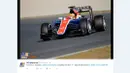 Rio Haryanto saat beraksi dalam tes pramusim F1 di Sirkuit Catalunya, Barcelona, Spanyol, (Bola.com/Twitter)