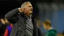 Jose Mourinho merayakan kemenangan atas Celta Viga pada semifinal Liga Europa di stadion Balaidos di Vigo pada 4 Mei 2017. Manchester menang 1-0. (AFP Photo/Miguel Riopa)