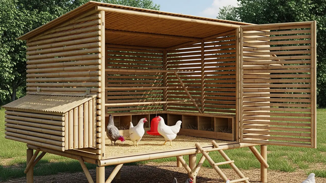 Desain Kandang Ayam Bambu Sirkulasi Udara Maksimal Bikin Ayam Cepat Besar (Image by Gemini AI)