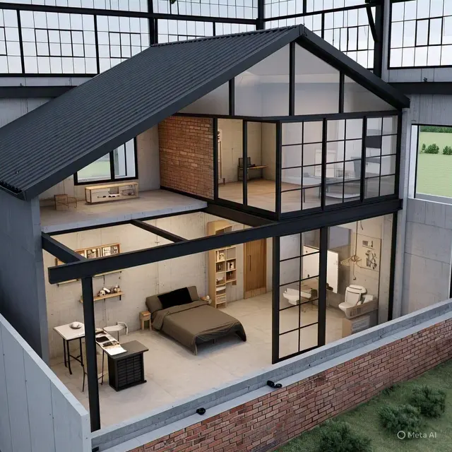 Rumah Minimalis Industrial 2 Lantai dengan Void Tengah