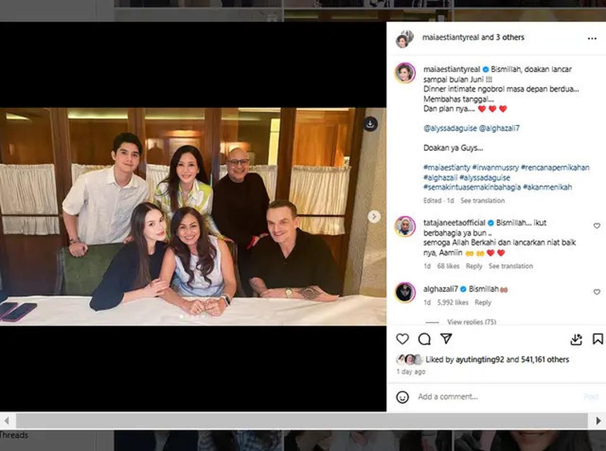 Maia Estianty Ungkap Bulan Pernikahan Al Ghazali dan Alyssa Daguise