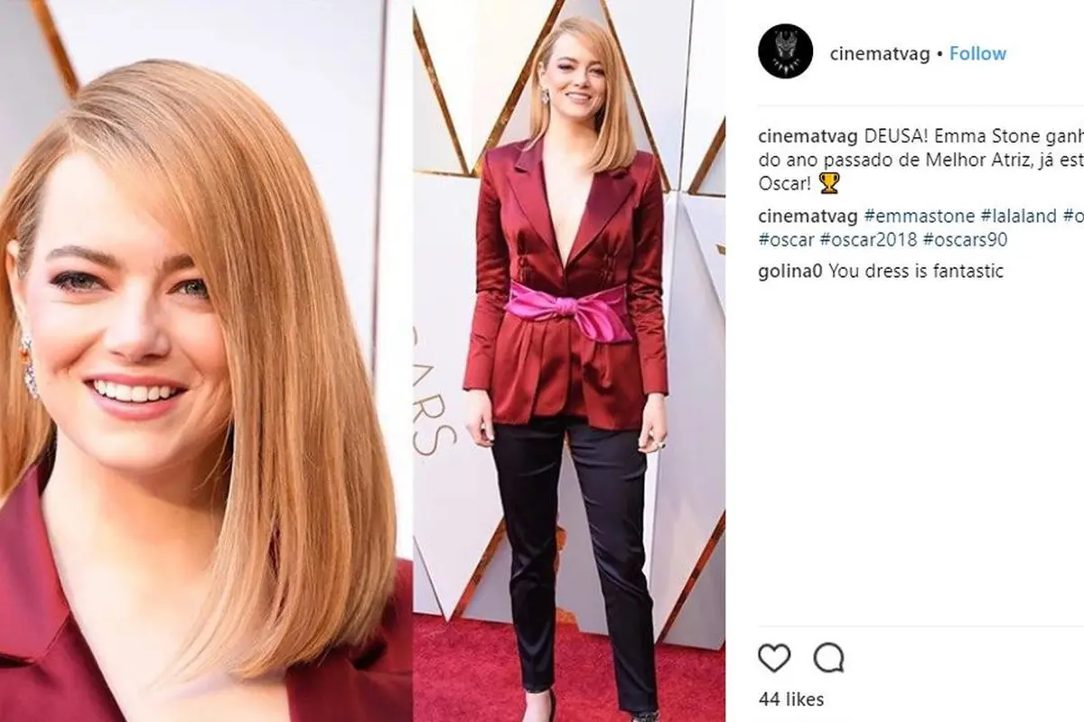 [Bintang] Tanpa Dress Mewah, Begini Gaya Maskulin Emma Stone di Oscar 2018 yang Super Simpel