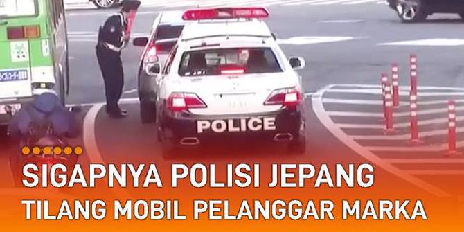 VIDEO: Sigapnya Polisi Jepang Tilang Mobil Pelanggar Garis Marka